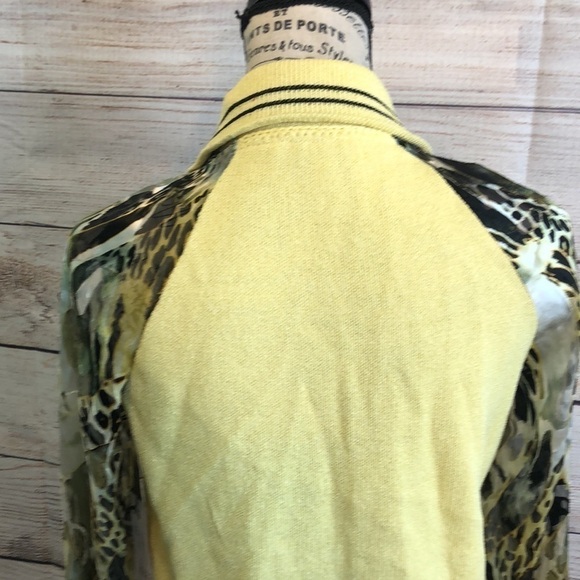 Elaris Designs Cardigan Hand Loomed Leopard Print Collar Front Zipper Size Small - Picture 8 of 13